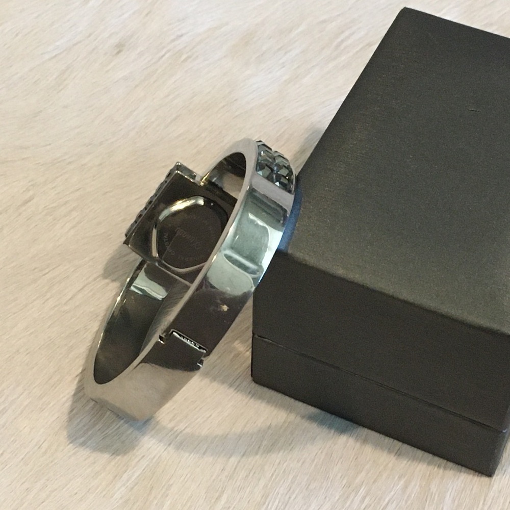 Hinged Pewter Rhinestone Watch - Picture 2 of 7